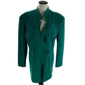 DAYMOR Couture Suit Jacket Womens 14 Vintage Embroidered Lined Double Breasted